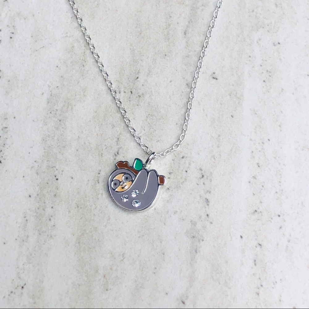 925 Sterling Silver Sloth Necklace